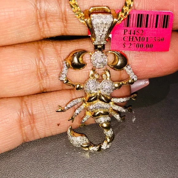 Real diamond custom made scorpion pendant charm not CZ not fake huge sale gift - Picture 8 of 9